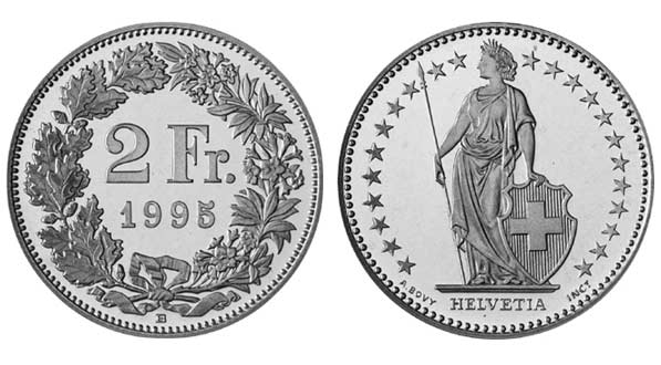 Монеты швейцарских франков