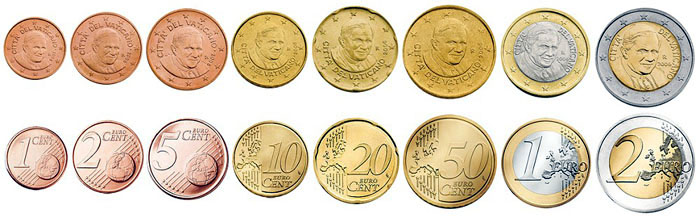 Номинал евро монеты